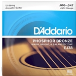 D'Addario EJ38 12-String Phosphor Bronze Acoustic Guitar Strings, Light