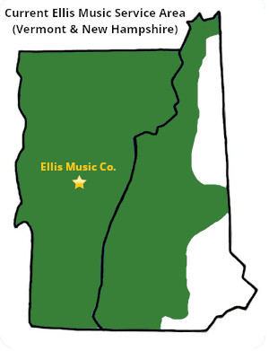 Ellis Music service area map