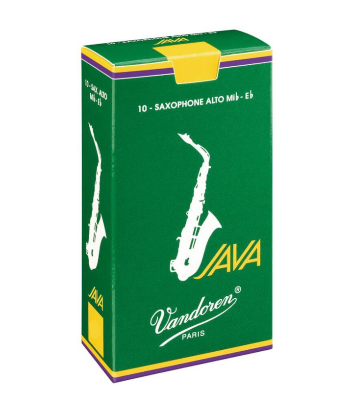 photo of a box of Vandoren JAVA alto sax reeds