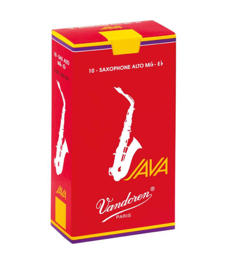 photo of a box of Vandoren JAVA Red Cut alto sax reeds