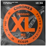 D'Addario ECG26 Chromes Flat Wound Electric Guitar Strings, Medium, 13-56