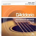 D'Addario EJ15 Phosphor Bronze Acoustic Guitar String Set, Extra Light Gauge