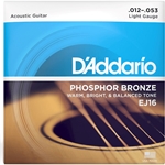 D'Addario EJ16 Phosphor Bronze Acoustic Guitar String Set, Light Gauge