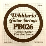 D'Addario PB026 Phosphor Bronze Wound Acoustic Guitar Single String, .026