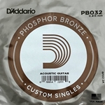 D'Addario PB032 Phosphor Bronze Wound Acoustic Guitar Single String, .032