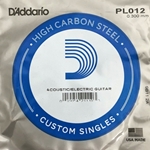 D'Addario PL012 Plain Steel Guitar Single String, .012