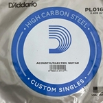 D'Addario PL016 Plain Steel Guitar Single String, .016