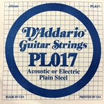 D'Addario PL017 Plain Steel Guitar Single String, .017