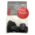 Fender 351 Classic Celluloid Thin Guitar Picks, Black (144ct)