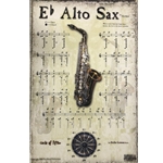 Santorella Alto Saxophone Fingering Chart Poster