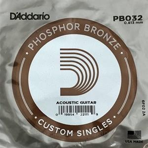 D'Addario PB032 Phosphor Bronze Wound Acoustic Guitar Single String, .032