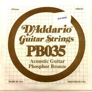 D'Addario PB035 Phosphor Bronze Wound Acoustic Guitar Single String, .035