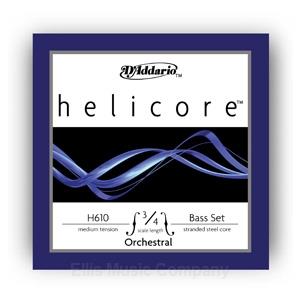 Helicore Orchestral Bass String Set, 3/4 Scale, Medium Tension