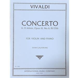 VIVALDI - Concerto in A minor, Opus 3, No. 6, RV356 for Violin & Piano